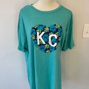 NWT teal Charlie Hustle KC pet project women’s size 2X tee